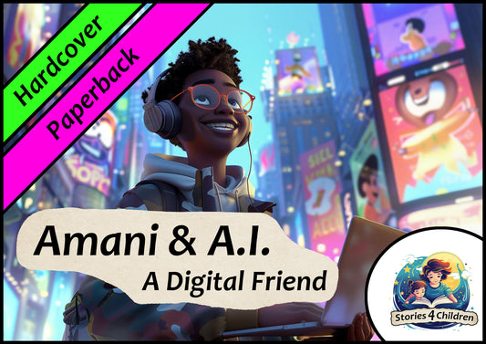 Children's books made with A.I. Bedtime Stories Kids Stories Stories4Children Amani & A.I. A Digital Friend Hardcover & Paperback