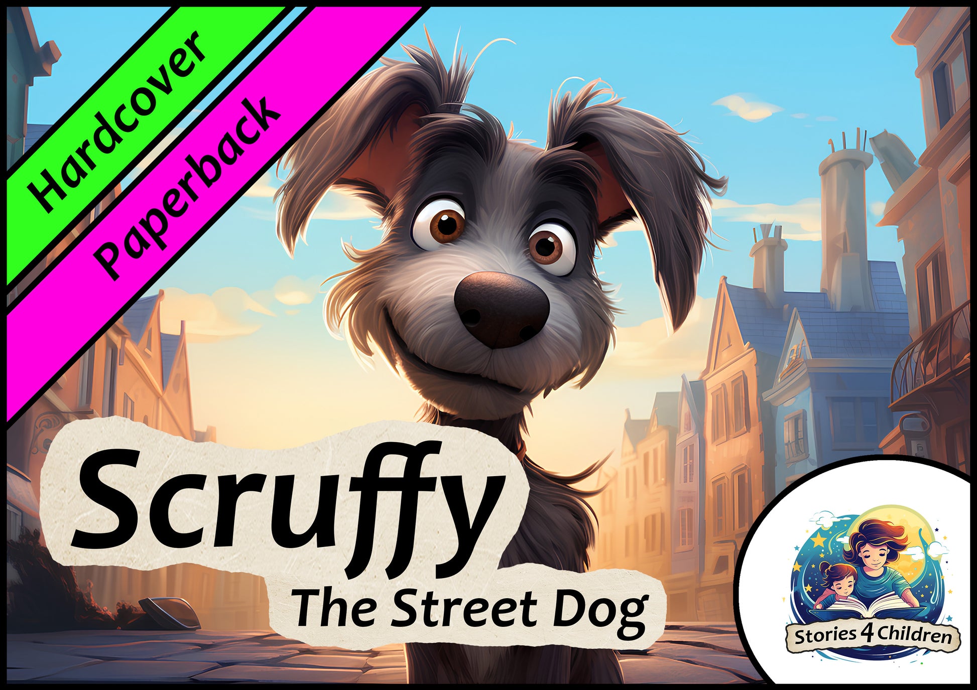 Children's books made with A.I. Bedtime Stories Kids Stories Stories4Children  Scruffy - The Street Dog A Cute Dog Story Hardcover & Paperback COVER