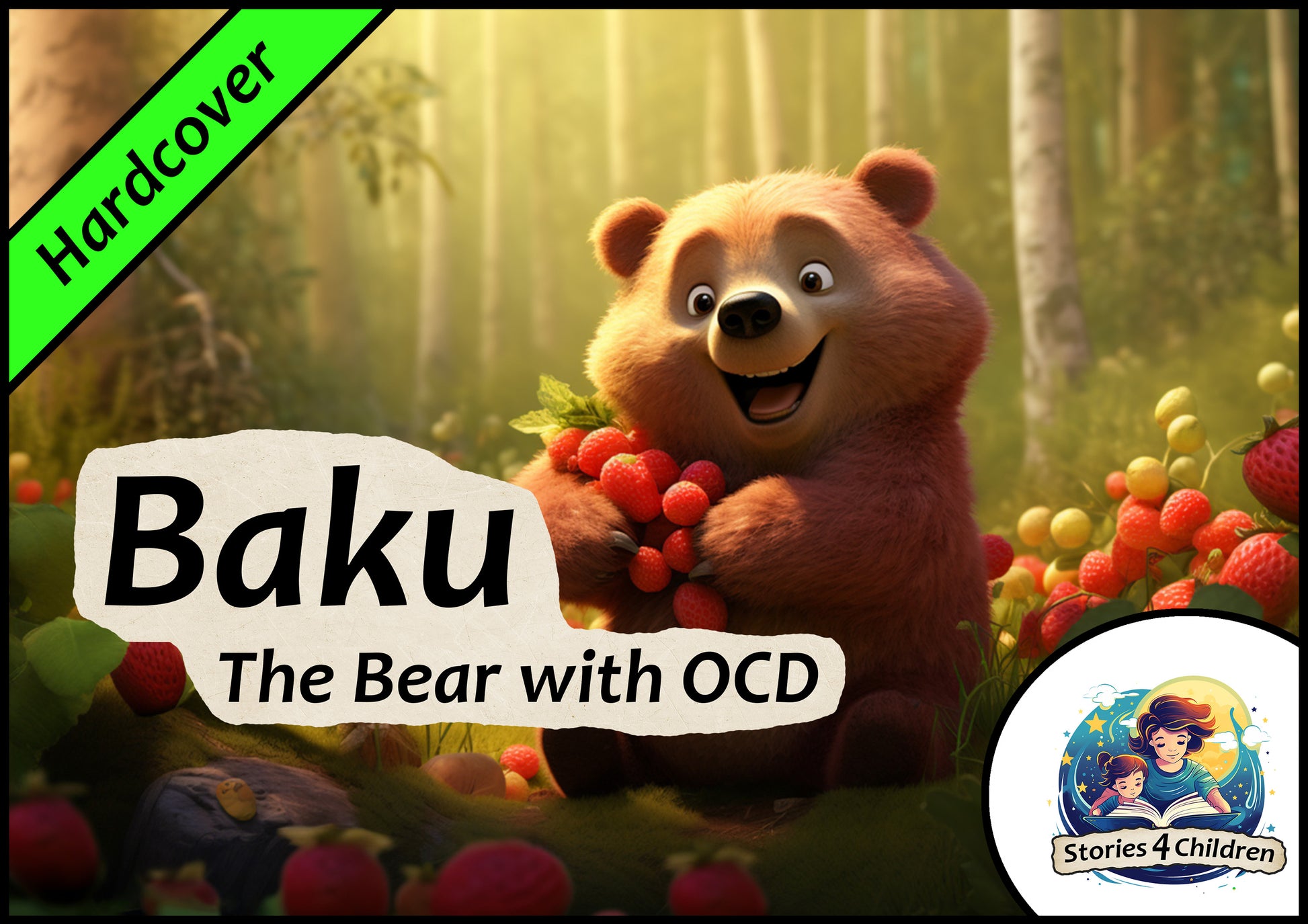 Children's books made with A.I. Bedtime Stories Kids Stories Stories4Children  Baku - The Bear with OCD A Cute Bear Story Hardcover COVER