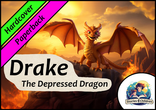 Children's books made with A.I. Bedtime Stories Kids Stories Stories4Children  Drake - The Depressed Dragon A Cute Dragon Story Hardcover & Paperback